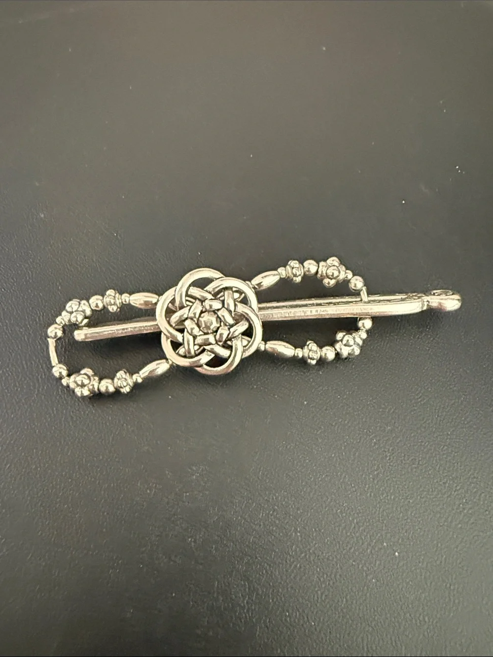 Silver Floral Knot Hair Barrette